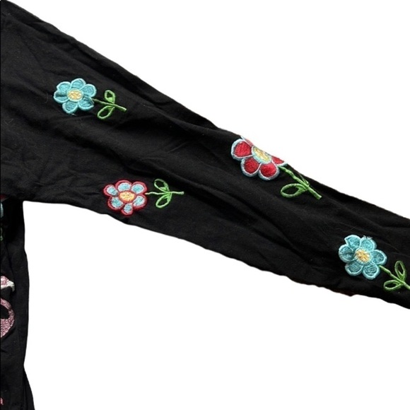 Michael Simon lite Button Cardigan embroidered flowers and flamingos sz S - Picture 3 of 8